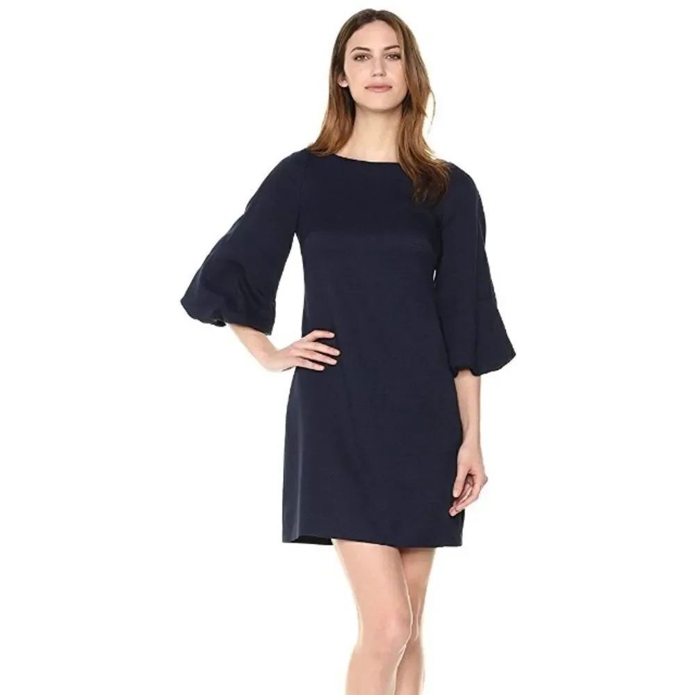 Eliza J Navy Shift Dress with Puff Sleeve Sz 14